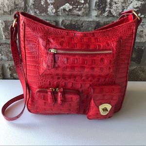 Brahmin Red Croc adjustable crossbody shoulder bag